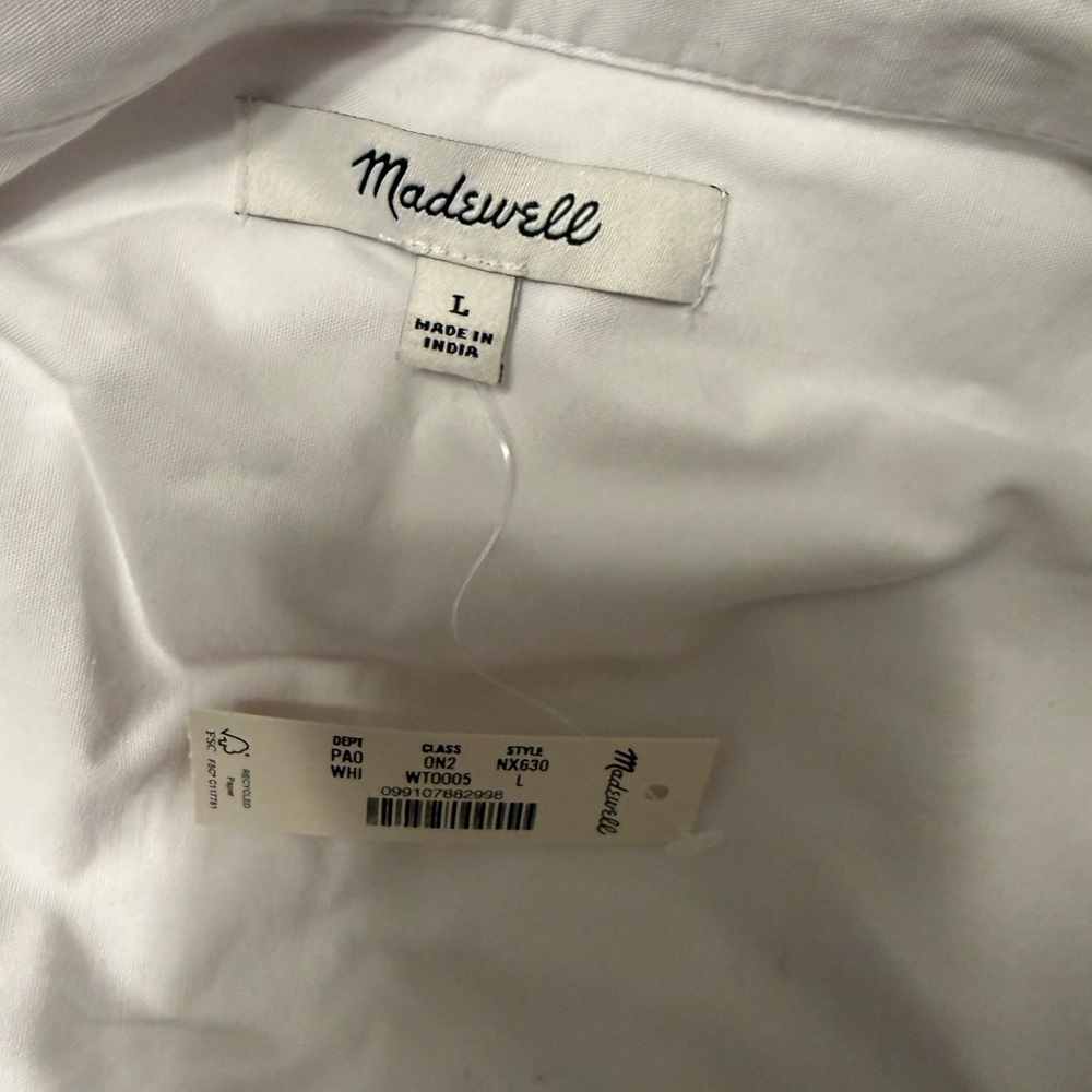 Madewell Oversized Fit Lightweight Oxford Shirt Blouse NWT L White - Picture 8 of 10